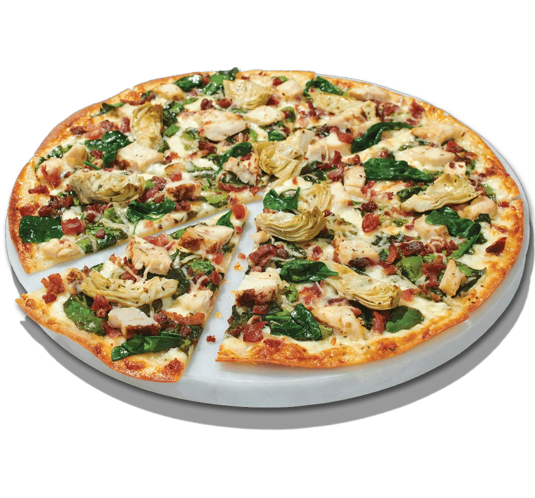 chicken bacon artichoke take and bake pizza